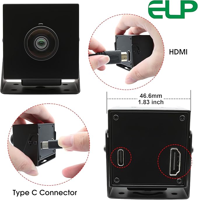 4K HDMI USB Camera Wide Angle Webcam for Computer 4K 30fps PC Camera Mini UVC USB2.0 Lightburn Camera for Laser Engraver 2X Digital Zoom USB Security Camera for Laptop Raspberry Pi Jetson Nano