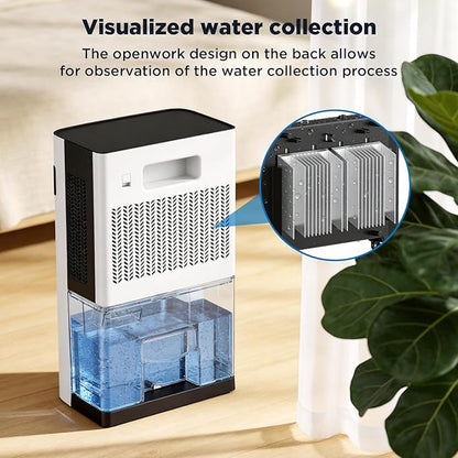 TENKER Dehumidifier for Home, 77oz Water Tank (1000 sq.ft) Dehumidifiers, Quiet Dehumidifier with Auto Shut Off, Sleep Mode, 7-Color LED Light for Closet Bedroom Bathroom RV, White