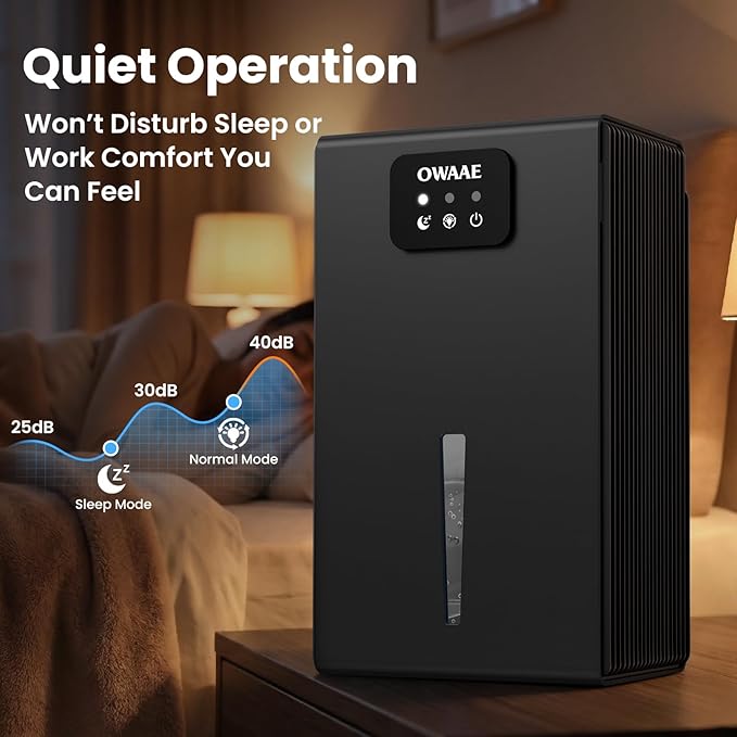 Dehumidifier, 1000 sq.ft Quiet Dehumidifiers for Home Bedroom Bathroom Basement with 95oz Water Tank, Sleep Mode, Auto Shut-Off 7 Colors LED Light, Grey