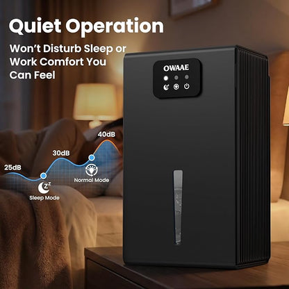 Dehumidifier, 1000 sq.ft Quiet Dehumidifiers for Home Bedroom Bathroom Basement with 95oz Water Tank, Sleep Mode, Auto Shut-Off 7 Colors LED Light, Grey