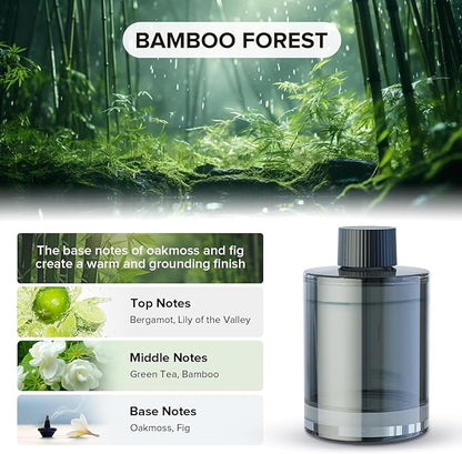 Ceeniu Smart Car Air Freshener, Larger 135ml Capacity, Long-Lasting 6-Month Fragrance, Auto On/Off, Quiet Operation, Stylish Ambient Light, Premium Scent for Women, CF3 Diffuser, Bamboo Forest Scent