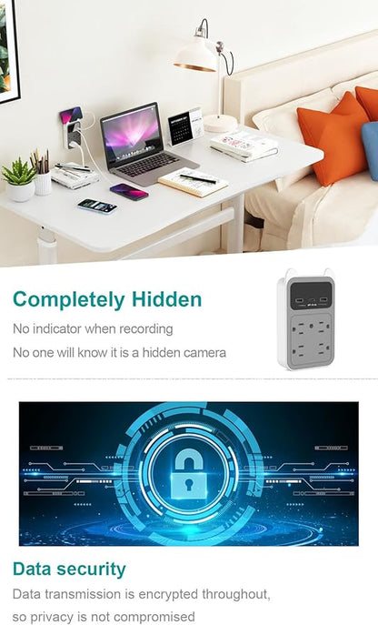 2026 Upgraded Hidden Camera - Outlet Camera - HD 2K Mini Wireless Nanny Cam Security Camera with Motion Detection - 120° Wide Angle for Discreet Pet Home Indoor Security (Grey)