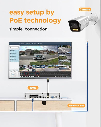 4 Camera Security System 8 Channel, 4X 5-Megapixel Wired Security IP Bullet PoE Camera w/Human Detection, 2 Way Audio, Smart Dual Light Color Night Vision, 4K 8CH NVR 2TB HDD, PB65A0408-5MD