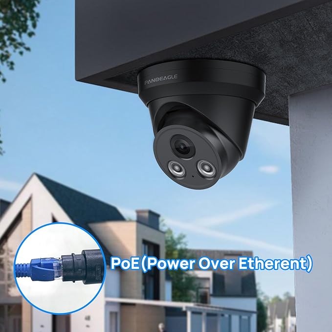 PANOEAGLE 5MP IP POE Camera,Turret Security Camera Outdoor, AI Human/Vehicle Detection, 98ft EXIR Night Vision, Outdoor Security Camera with Wide Angle 2.8mm Lens(105°), IP67