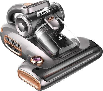 JIGOO T600 Bed Mattress Vacuum Cleaner with UV-C Light, 15Kpa Suction, 700W | 700W Motor, Handheld, Double Cup, Smart Dust Sensor, Ultrasonic, Heating Tech, MIF Filter, Deep Clean for Bed, Sofa, Pet Hair