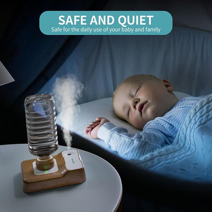 Travel Humidifier, Portable Humidifier for Plants, Bedroom, Office, Hotel or Car, Battery Operated Mini Cool Mist Humidifiers, Quiet 23dB, Auto-off, Night Light & BPA-Free, Wood Grain