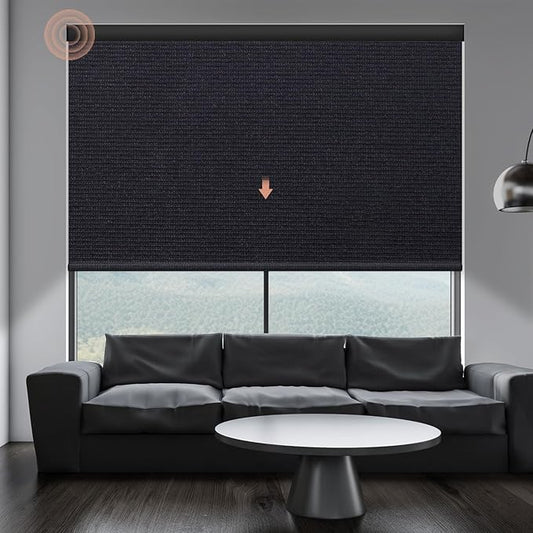 Motorized Blinds Roller Shade with Remote: Canisteo Automatic Smart Blind for Windows 100% Blackout, Electric Blinds Compatible with Alexa/Google Home/Apple Homekit, Customized Size,Noir Black