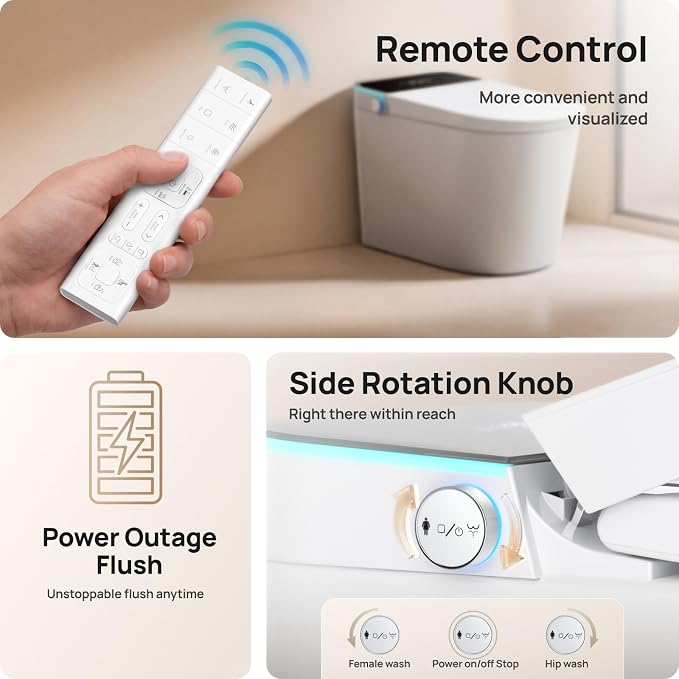 Smart Toilet with Bidet Built-in: Ultra Gentle Wash Bidet Toilet Child Mode