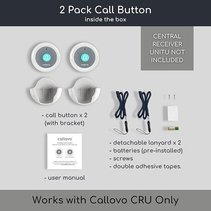 Call Button for Wireless Call System Nurse Call System Caregiver Pager for Elderly Patients Seniors Clinic Nursing Home Care Facility Compatible to Callovo Device Only 2 PCS White