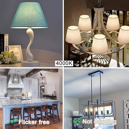 3.2 Inch 4000K Neutral White E26 LED Bulb 60 Watt Equal, AC 120V 600LM Edison Bulbs Dimmable, 6W T10 Tubular Filament Light Bulbs Clear Glass for Fan Pendant Wall Light, UL Certified-6 Pack