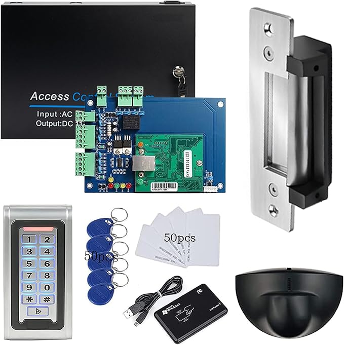 1-Door Security System Overhead Rex Exit Sensor Metal Combo Reader/PIN Entry North American Strike Lock Phone APP Remote Open Lock