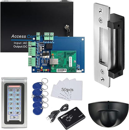 1-Door Security System Overhead Rex Exit Sensor Metal Combo Reader/PIN Entry North American Strike Lock Phone APP Remote Open Lock