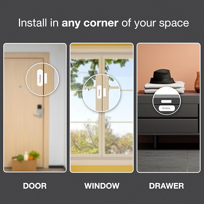 (8 Qty) Smart WiFi Door & Window Sensor for Home| No Hub Required | Free App Alert, Works with Tuya Smart Life Devices, Compatible with Alexa, Google Home, Siri (No Siren but Phone Notification)