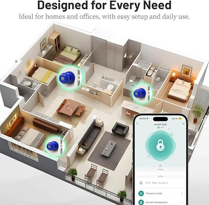 UMIKSMART Fingerprint Door Knob Lock, Smart Keyless Entry Door Knob with Tuya App Control & Auto-Lock, Backup Key, Easy Install for Home, Apartment, Office, Blue