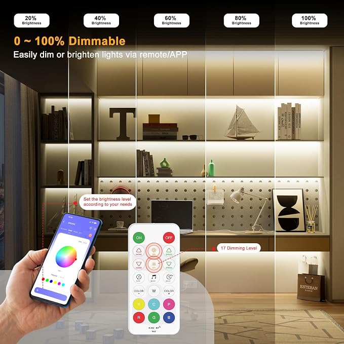 PAUTIX RGBW LED Controller Kit SP644E,2.4G RF Wireless Remote Control,RGBW LED Controller/Dimmer,for RGBW LED Strip Light,with Music Mode,Group Control(Without Battery)