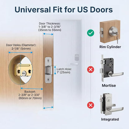 Keyless Entry Door Lock, Smart Deadbolt with Keypad, Electronic Deadbolt with 200 User Codes & 4 Backup Keys, Auto-Lock Smart Door Lock for Front Door, Easy DIY Installation