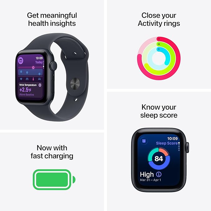 Apple Watch SE 3 [GPS 44mm] Smartwatch with Starlight Aluminum Case with Starlight Sport Band - M/L. Fitness and Sleep Trackers, Heart Rate Monitor, Always-On Display, Water Resistant