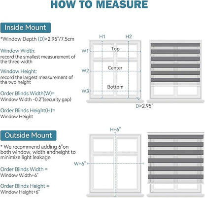 Interior Window Shades, Smart Dual Layer Light Filtering Blinds Compatible with Alexa & Google Home, Customized Size Cordless Electric Window Shades, (Dark Gray, 85% Blackout)
