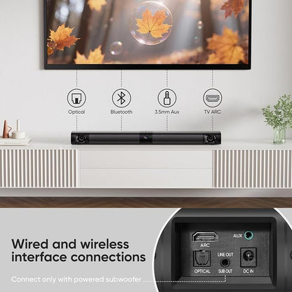 Sound Bar for Smart TV, 80W 2.0 Channel Surround Sound System