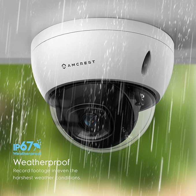 Amcrest UltraHD 4K (8MP) AI Outdoor Security POE IP Camera, 4K @30fps, Face Detection, Human & Vehicle Detection, IK10 Vandal Resistant Dome, MicroSD Recording, White (REP-IP8M-2693EW-AI) (Renewed)