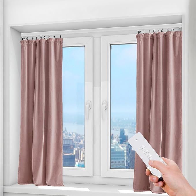 Electric Curtain Track with Remote Control, Motorized Curtain Track System, App & Voice Control, Compatible with Alexa and Google Home for Ceiling and Wall Mounta