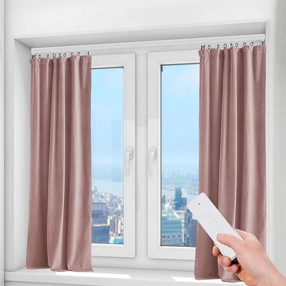 Electric Curtain Track with Remote Control, Motorized Curtain Track System, App & Voice Control, Compatible with Alexa and Google Home for Ceiling and Wall Mounta
