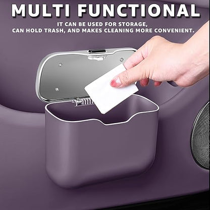 HOLDCY Car Trash Can, Waterproof Multi‑Functional Auto Trash Bin for Door/Console/Seat Back, Universal Vehicle Garbage Can for Car/Truck/SUV Drivers (Purple)
