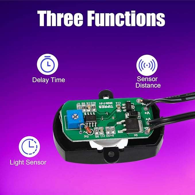 Hortsun 3 Pieces DC 5V-24V 5A PIR Motion Activated Sensor Light Switch Occupancy Motion Sensor with DC Coupler Cable for Party LED Strip Light