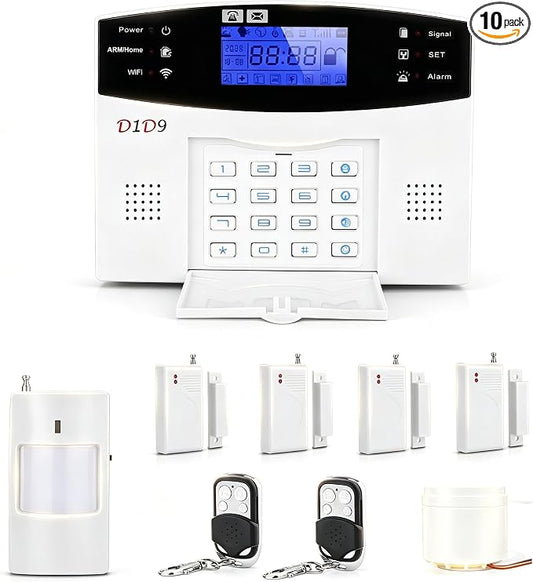 10pcs Wireless DIY Home Burglar Alarm System, 4G WiFi GSM, No Monthly Fee,Home Security with App Alert