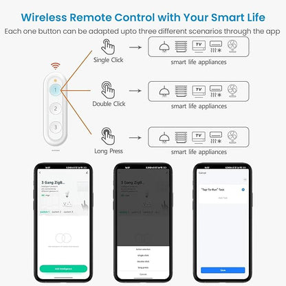 JXQXHCFS ZigBee 3.0 Wireless 6 Push Button Remote Tuya Scene Automation Control Switch Smart Life App-1 Button Remote