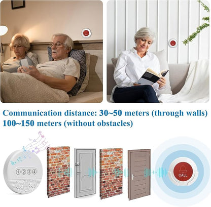 Caregiver Pager Wireless Call Button for Elderly Alert in Home Nurse Call Bell Alarm System with LED Number Display for Seniors/Patient/Disabled at Nursing Home,Hospital,Clinic