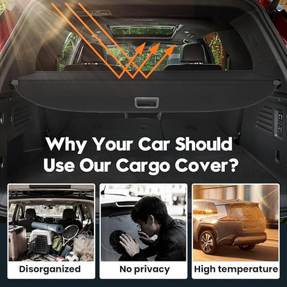 Powerty Cargo Cover for GMC Acadia/Chevy Traverse 2024 2025 /Buick Enclave 2025,Retractable Trunk Cover GMC Acadia Accessories,Privacy Security Shield Shade Cover Black