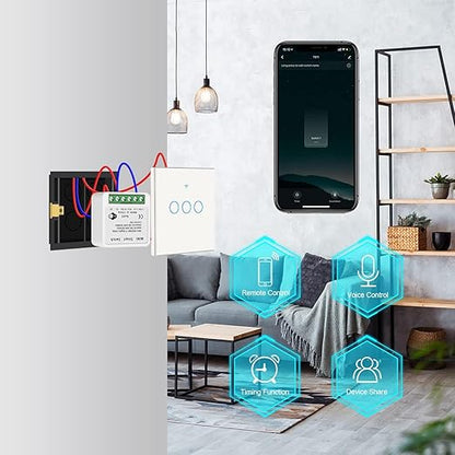 WiFi Smart Switch Light Switch, Compatible with Alexa/Google Home, APP Remote Control, Voice Control, DIY Mode, Timer Function, LAN Control, No Hub Required, 2 Way 16A(4 Pack)