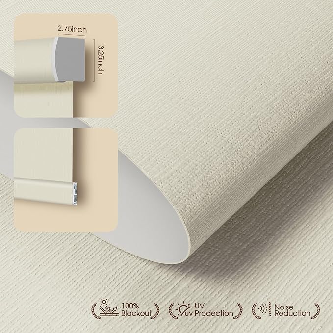 Motorized Blinds with Remote, Blackout Roller Shades for Indoor Windows, Smart Automatic Blinds Compatible with Alexa/Homekit/Google, Custom Size (Blackout-TexturaLux Linen)