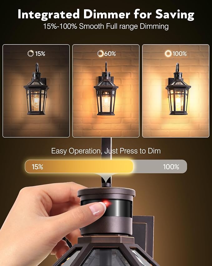 2 Pack Motion Sensor Outdoor Porch Lights Wall Mount, Oil Rubbed Bronze Outside Garage Lights Wall Lantern, Dusk to Dawn Exterior Lighting Fixtures, Anti-Rust Outside Sconce Light for Patio