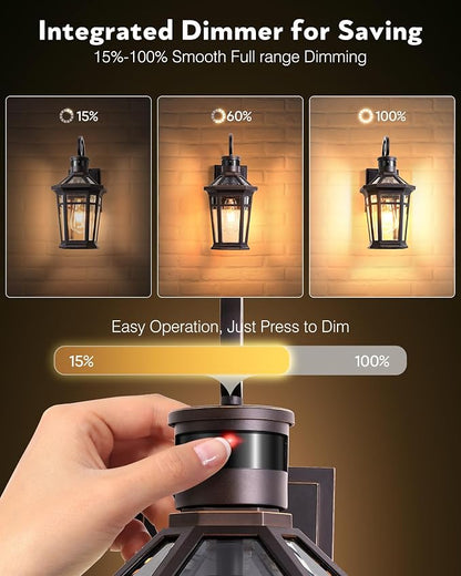 2 Pack Motion Sensor Outdoor Porch Lights Wall Mount, Oil Rubbed Bronze Outside Garage Lights Wall Lantern, Dusk to Dawn Exterior Lighting Fixtures, Anti-Rust Outside Sconce Light for Patio