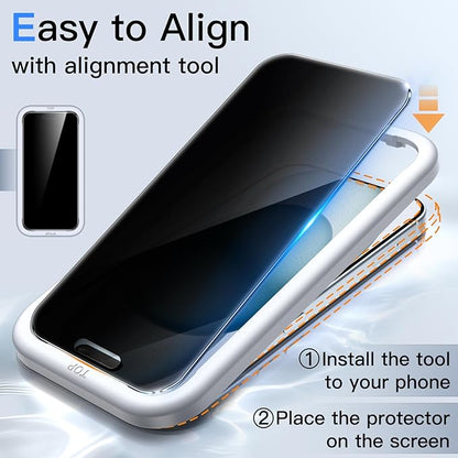 JETech 360 Degree Privacy Screen Protector for iPhone 15 Plus 6.7-Inch, 4-Way Anti-Spy Tempered Glass Film with Easy Installation Tool, 2-Pack