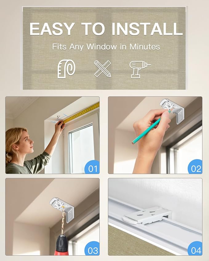 Motorized Roman Shades for Windows, Custom Light Filtering Roman Blinds with Remote, Smart Privacy Window Shades for Living Room Kitchen Office, Alexa & Google Home Compatible, App Control via RF Hub