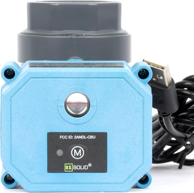 U.S. Solid WiFi Smart Motorized Ball Valve 1 inch NPT for Water Control & Irrigation, 2 Way PVC Electric Valve, USB Powered, LED Status Indicator, Flow Direction Window, Remote On/Off Control