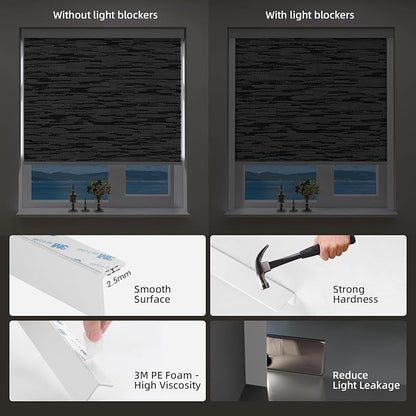 ZSTARR Motorized Smart Blind for Window with Remote Control, Automatic Blackout Roller Shade Customizable Size,with Valance Child Safety Rechargeable Battery Blinds (Full Blackout Jacquard Black)