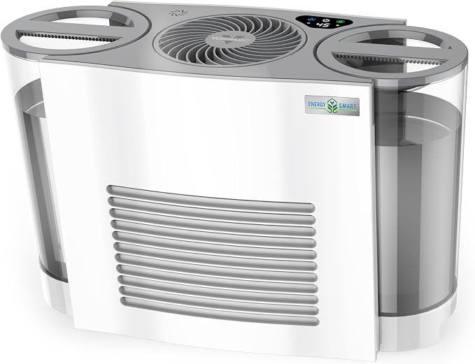 Vornado EVDC500 Energy Smart Evaporative Humidifier with 2 Gallon Dual Tank Capacity, LED Display, Automatic Shut-off, Electronic Humidistat, 4 Fan Speeds for Large Rooms up to 1000 sq ft