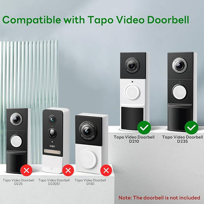 Anti-Theft Video Doorbell Mount Compatible with Tapo/myQ, Doorbell Camera Mount, No Drill Adjustable Mounting Bracket Holder Accessories for Houses/Apartments/Rentals-Black