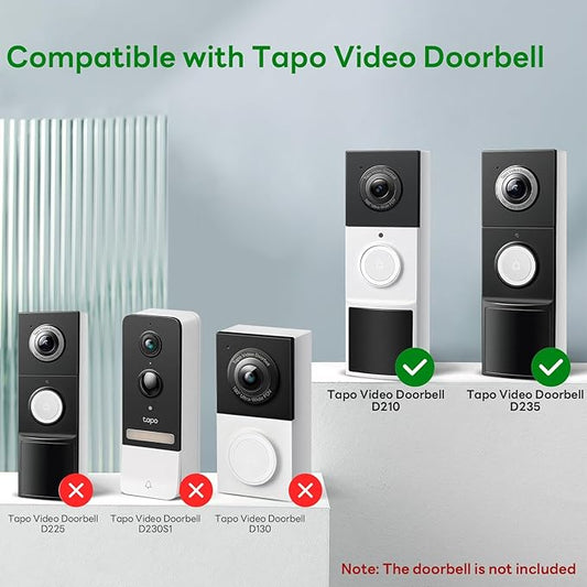 Anti-Theft Video Doorbell Mount Compatible with Tapo/myQ, Doorbell Camera Mount, No Drill Adjustable Mounting Bracket Holder Accessories for Houses/Apartments/Rentals-Black