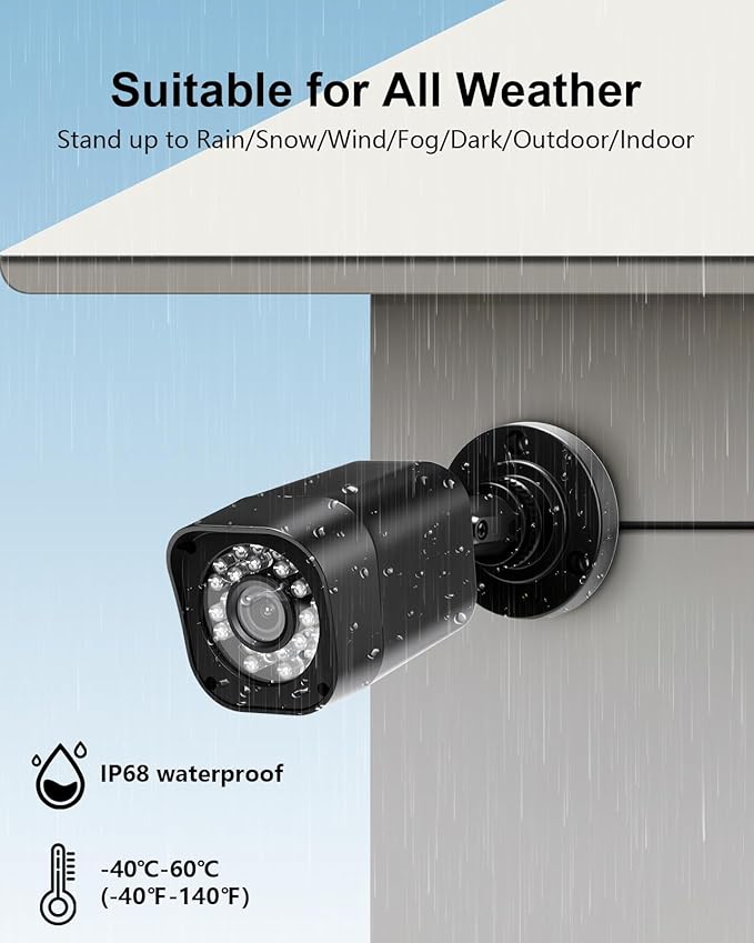 8CH 1080P Wired Security Camera System, AIWIXEN 8 x Surveillance Security Cameras Outdoor Home with Human Vehicle Detection, CCTV DVR with 512GB HDD, Remote Access, IP68 Waterproof, 24-7 Recording