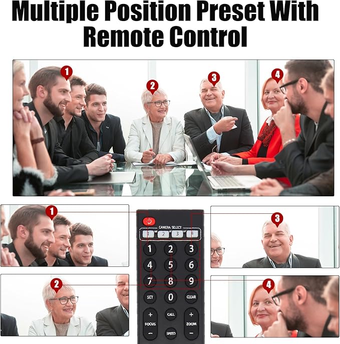 4K HDMI PTZ Camera,Optical 20X Zoom Conference Room Camera,Auto Focus and auto Tracking,with IP/USB3.0/HDMI/RS232/RS485 for Live Streaming Video Conference and Church Education ﻿