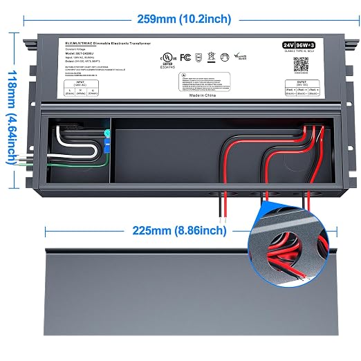 Dimmable LED Driver 288W 24V for Lutron & Leviton Dimmer, Triac/ELV/MLV AC to DC Power Supply Transformer for LED Strip Light Dimmable, Constant Voltage Projects, UL&FCC-Listed, Class 2