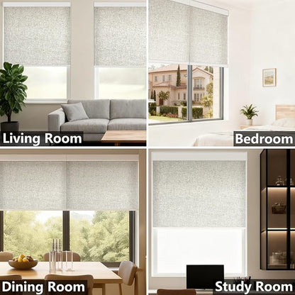 Motorized Light Filtering Roller Shades – Smart Electric Blinds for Living Room, Alexa Google Home Siri, Matter Compatible, Custom Window Shades, Cordless Rechargeable