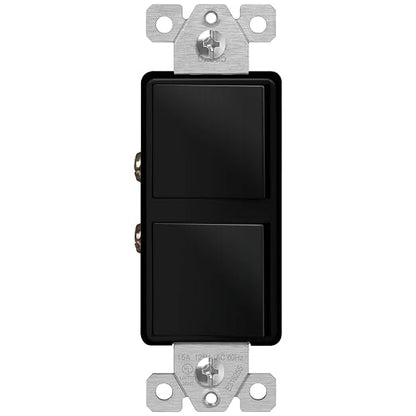 ENERLITES Black Double Paddle Decorator 3-Way Switch, 15A, 1 Pack