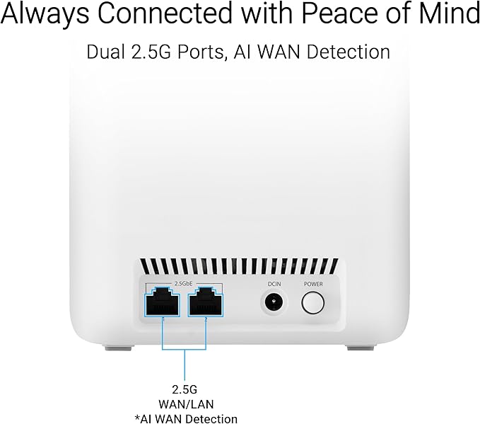 ASUS ZenWiFi BD4 (3-Pack) Dual-Band WiFi 7 Mesh, 3600 Mbps, 6500 sq.ft, Dual 2.5G Ports, Security and Parental Controls Included, Smart Home Master SSIDs