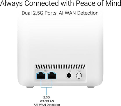 ASUS ZenWiFi BD4 (2-Pack) Dual-Band WiFi 7 Mesh, 3600 Mbps, 4900 sq.ft., Dual 2.5G Ports, Security and Parental Controls Included, Smart Home Master SSIDs